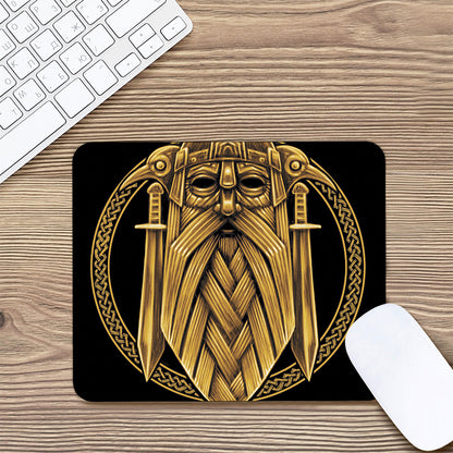 Gold Viking Norse God Odin Print Mouse Pad