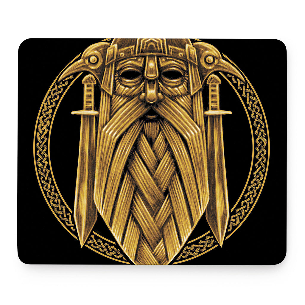 Gold Viking Norse God Odin Print Mouse Pad