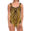 Gold Viking Norse God Odin Print One Piece Swimsuit