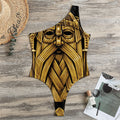 Gold Viking Norse God Odin Print One Shoulder Bodysuit