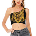 Gold Viking Norse God Odin Print One Shoulder Crop Top