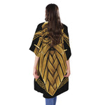 Gold Viking Norse God Odin Print Open Front Beach Cover Up