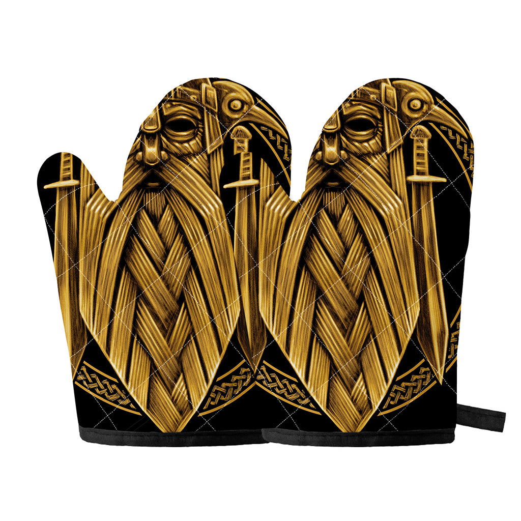 Gold Viking Norse God Odin Print Oven Mitts
