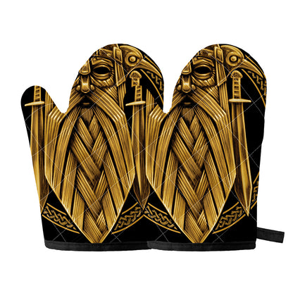 Gold Viking Norse God Odin Print Oven Mitts