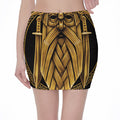 Gold Viking Norse God Odin Print Pencil Mini Skirt