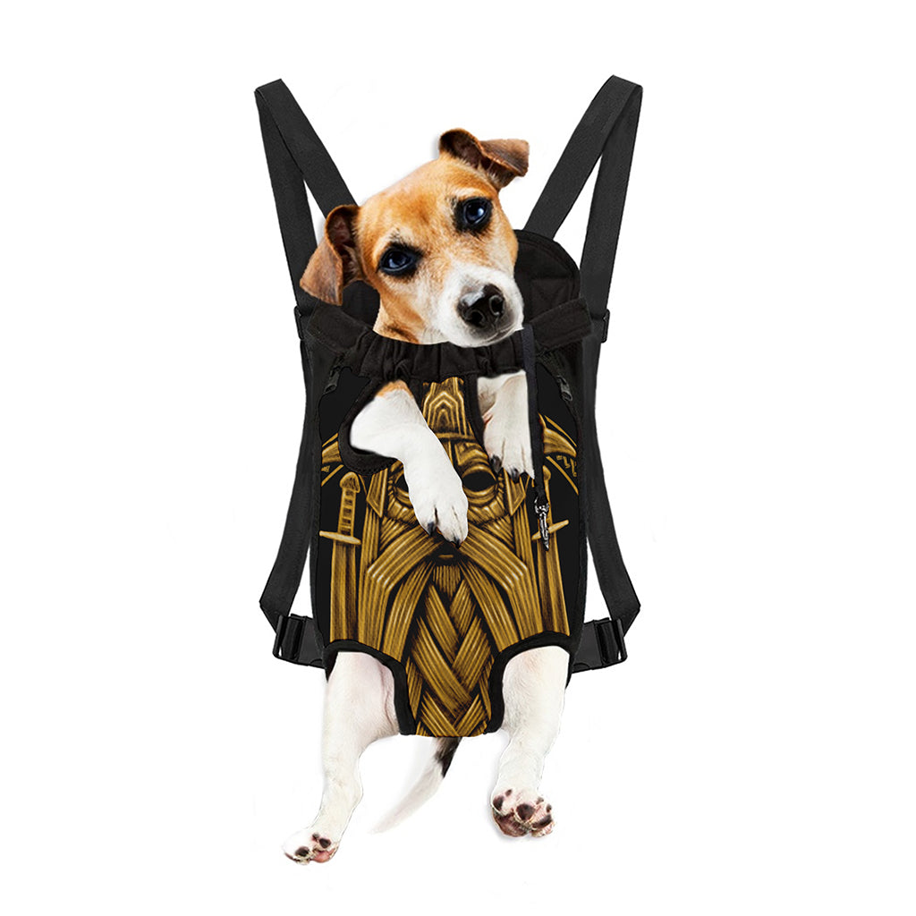 Gold Viking Norse God Odin Print Pet Carrier Backpack