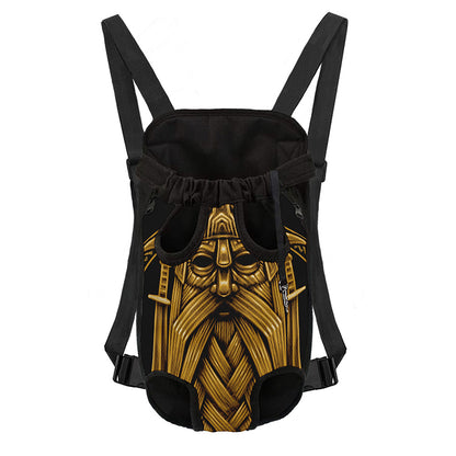 Gold Viking Norse God Odin Print Pet Carrier Backpack