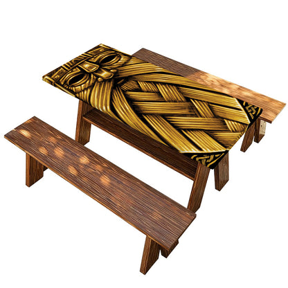 Gold Viking Norse God Odin Print Picnic Table Cover
