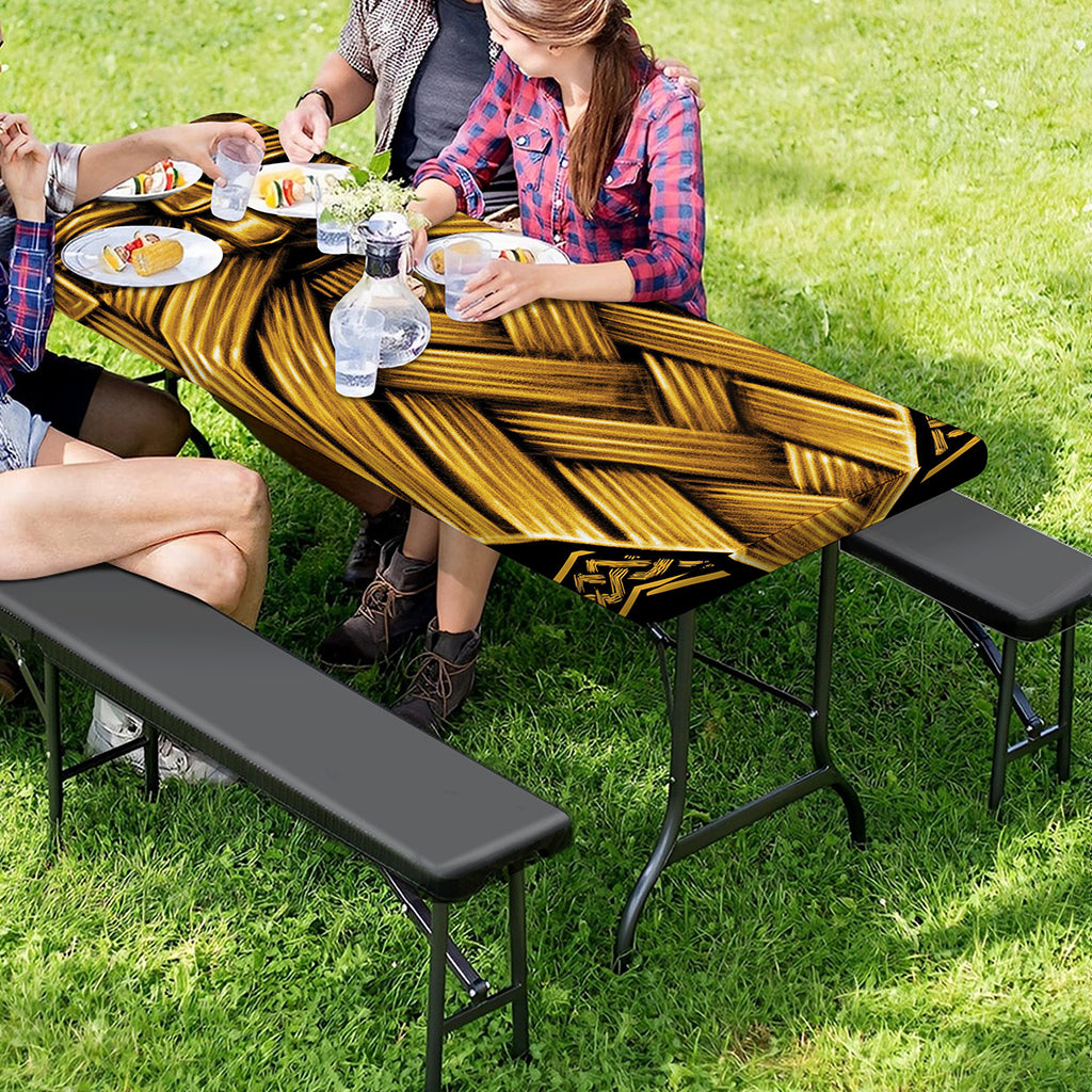 Gold Viking Norse God Odin Print Picnic Table Cover