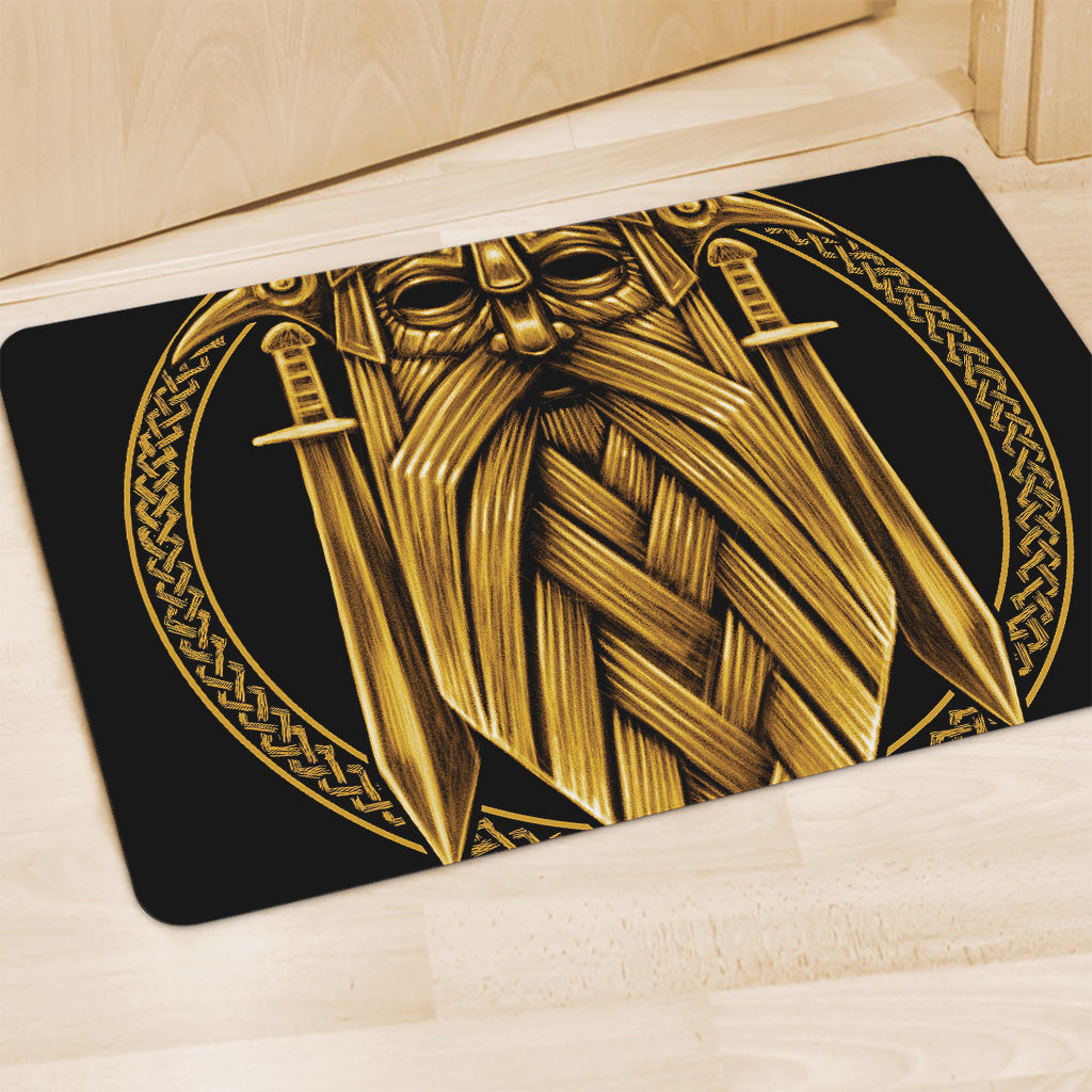 Gold Viking Norse God Odin Print Polyester Doormat