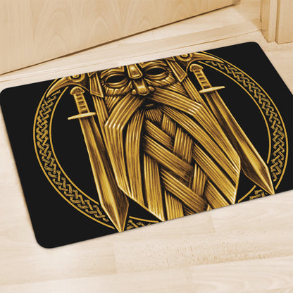 Gold Viking Norse God Odin Print Polyester Doormat
