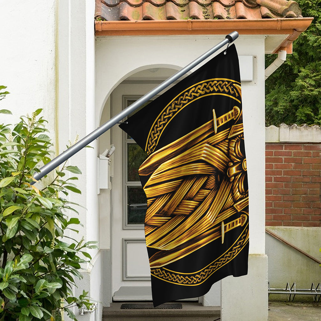 Gold Viking Norse God Odin Print Polyester Flag