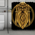 Gold Viking Norse God Odin Print Polyester Shower Curtain