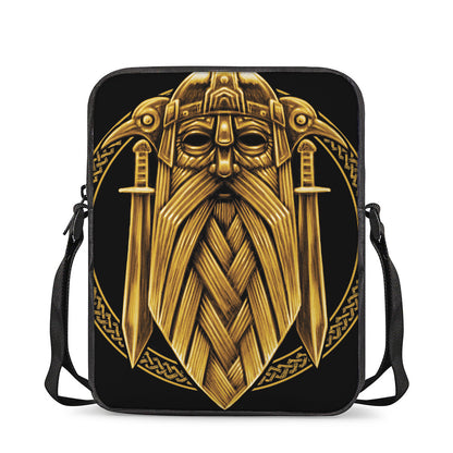 Gold Viking Norse God Odin Print Rectangular Crossbody Bag
