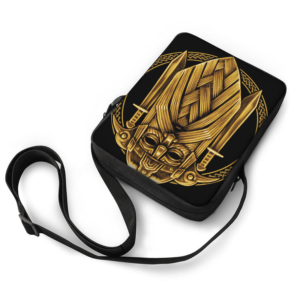 Gold Viking Norse God Odin Print Rectangular Crossbody Bag