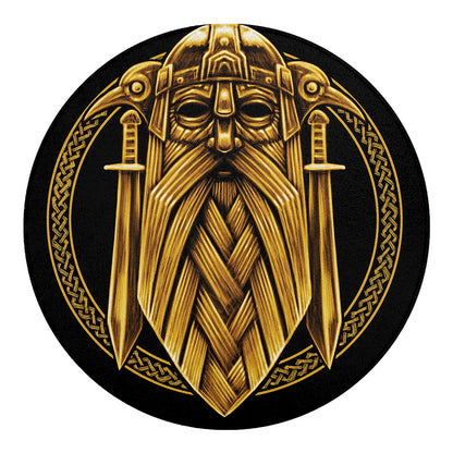 Gold Viking Norse God Odin Print Round Blanket