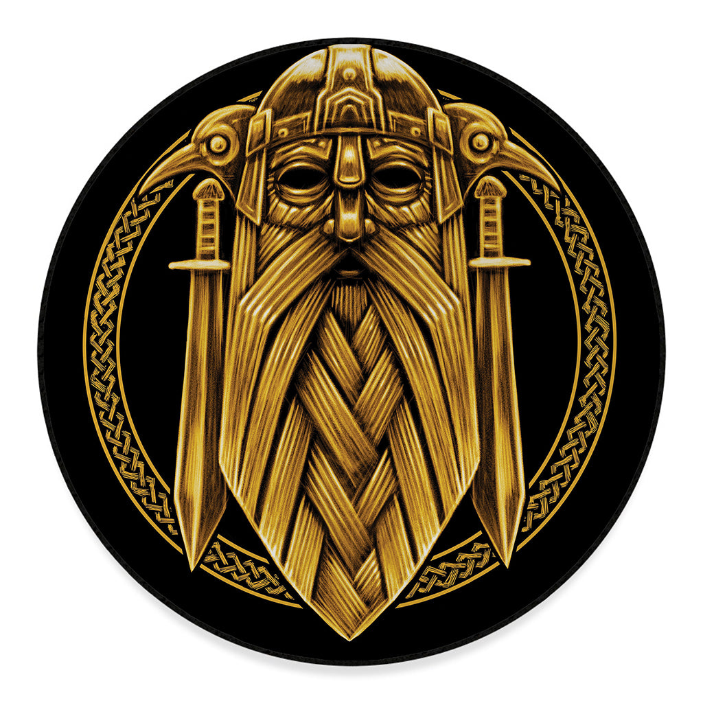 Gold Viking Norse God Odin Print Round Floor Mat