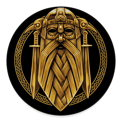 Gold Viking Norse God Odin Print Round Floor Mat