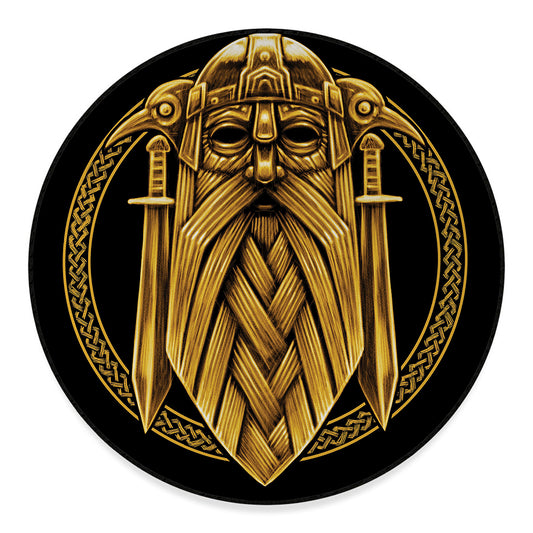 Gold Viking Norse God Odin Print Round Floor Mat