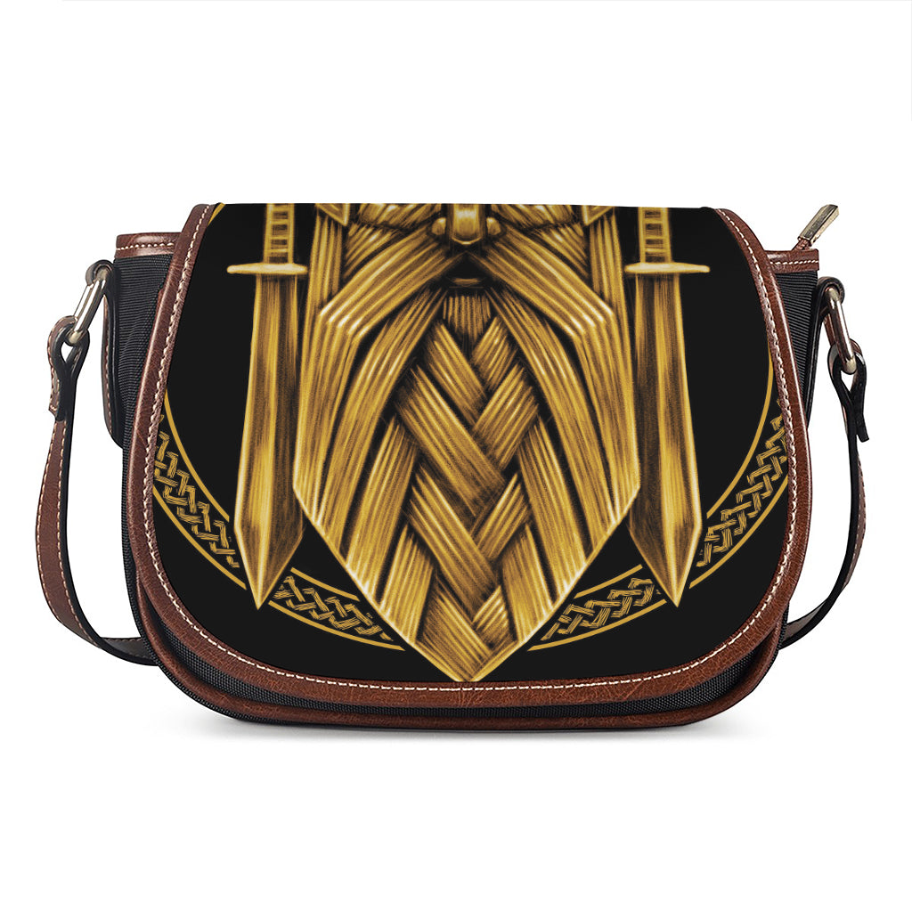 Gold Viking Norse God Odin Print Saddle Bag