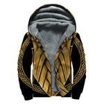 Gold Viking Norse God Odin Print Sherpa Lined Zip Up Hoodie