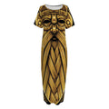Gold Viking Norse God Odin Print Short Sleeve Long Nightdress
