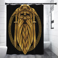 Gold Viking Norse God Odin Print Shower Curtain