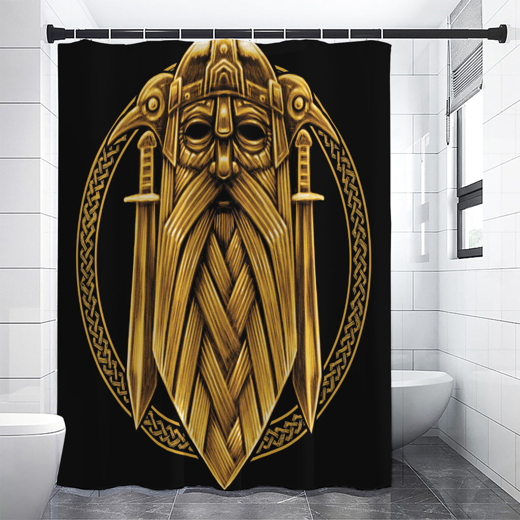 Gold Viking Norse God Odin Print Shower Curtain