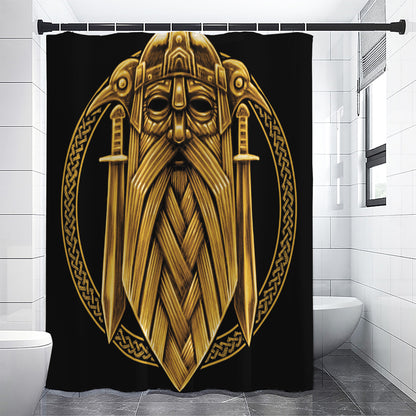 Gold Viking Norse God Odin Print Shower Curtain