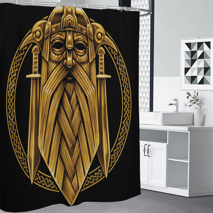 Gold Viking Norse God Odin Print Shower Curtain
