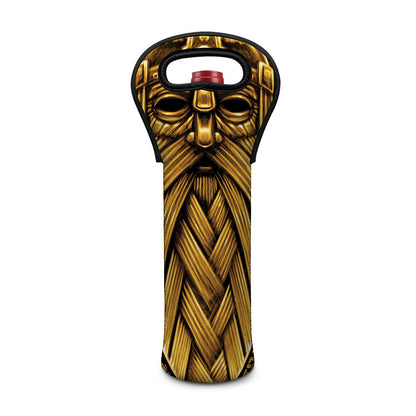 Gold Viking Norse God Odin Print Single Neoprene Wine Tote