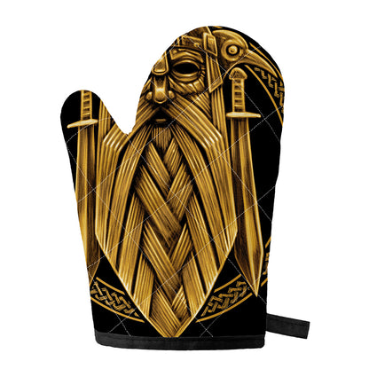 Gold Viking Norse God Odin Print Single Oven Mitt