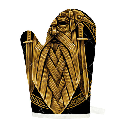 Gold Viking Norse God Odin Print Single Oven Mitt