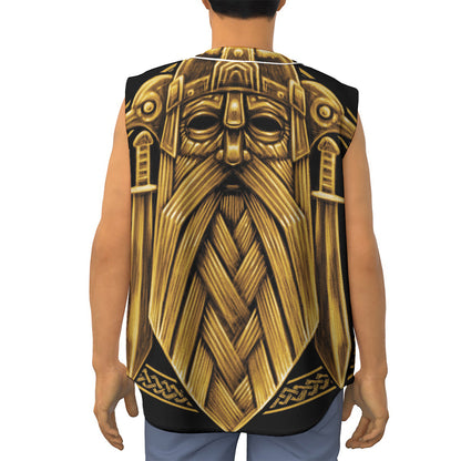 Gold Viking Norse God Odin Print Sleeveless Baseball Jersey