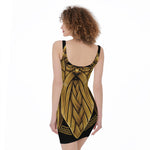 Gold Viking Norse God Odin Print Sleeveless Bodycon Dress