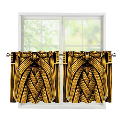 Gold Viking Norse God Odin Print Tier Curtains