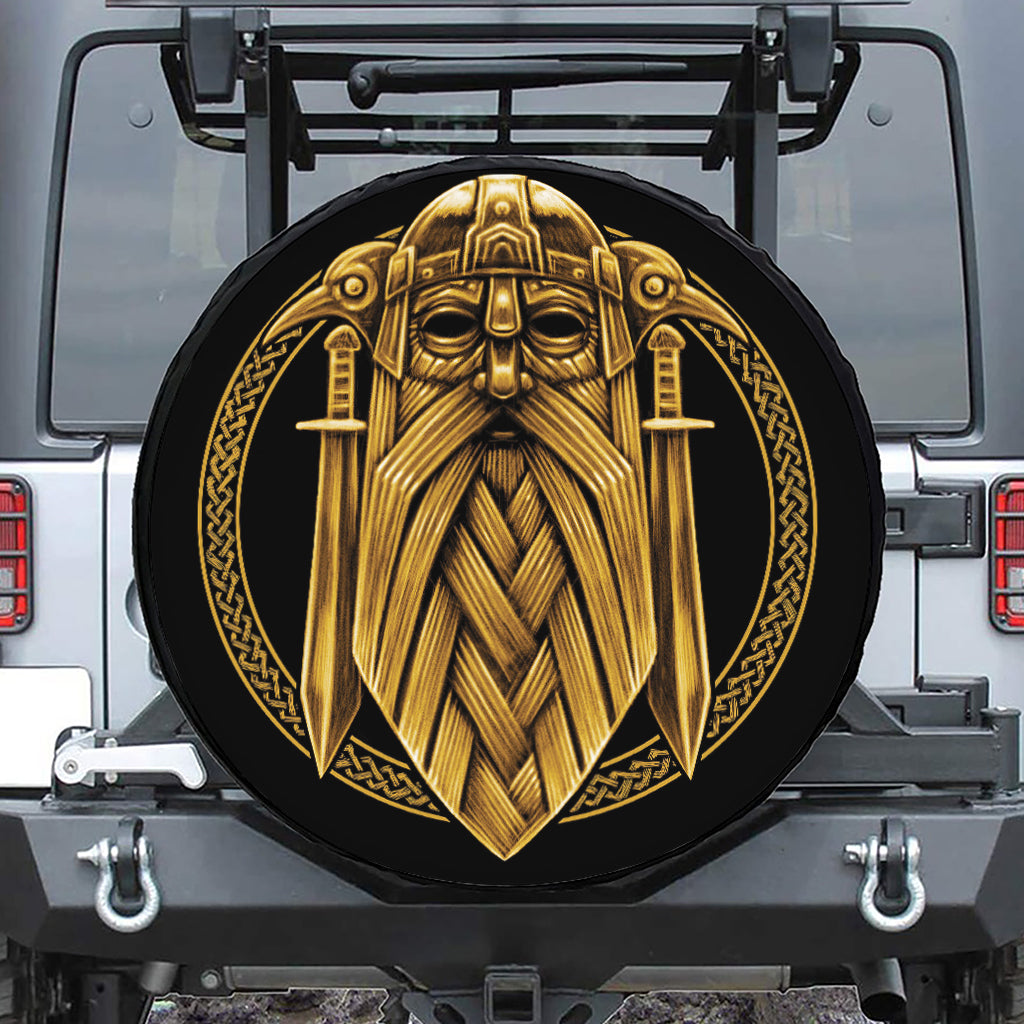 Gold Viking Norse God Odin Print Tire Cover