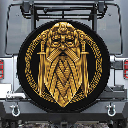 Gold Viking Norse God Odin Print Tire Cover