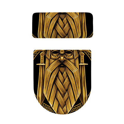 Gold Viking Norse God Odin Print Toilet Lid And Tank Cover Set