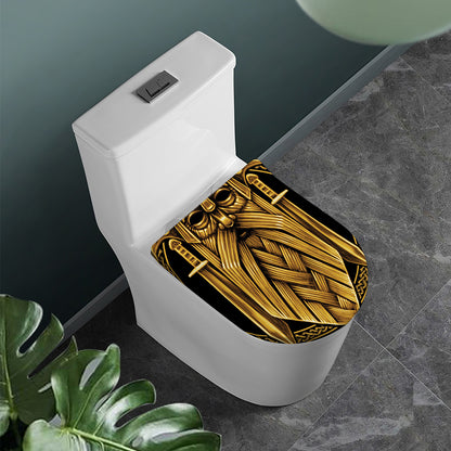 Gold Viking Norse God Odin Print Toilet Lid Cover