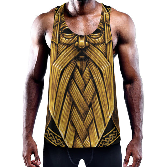 Gold Viking Norse God Odin Print Training Tank Top
