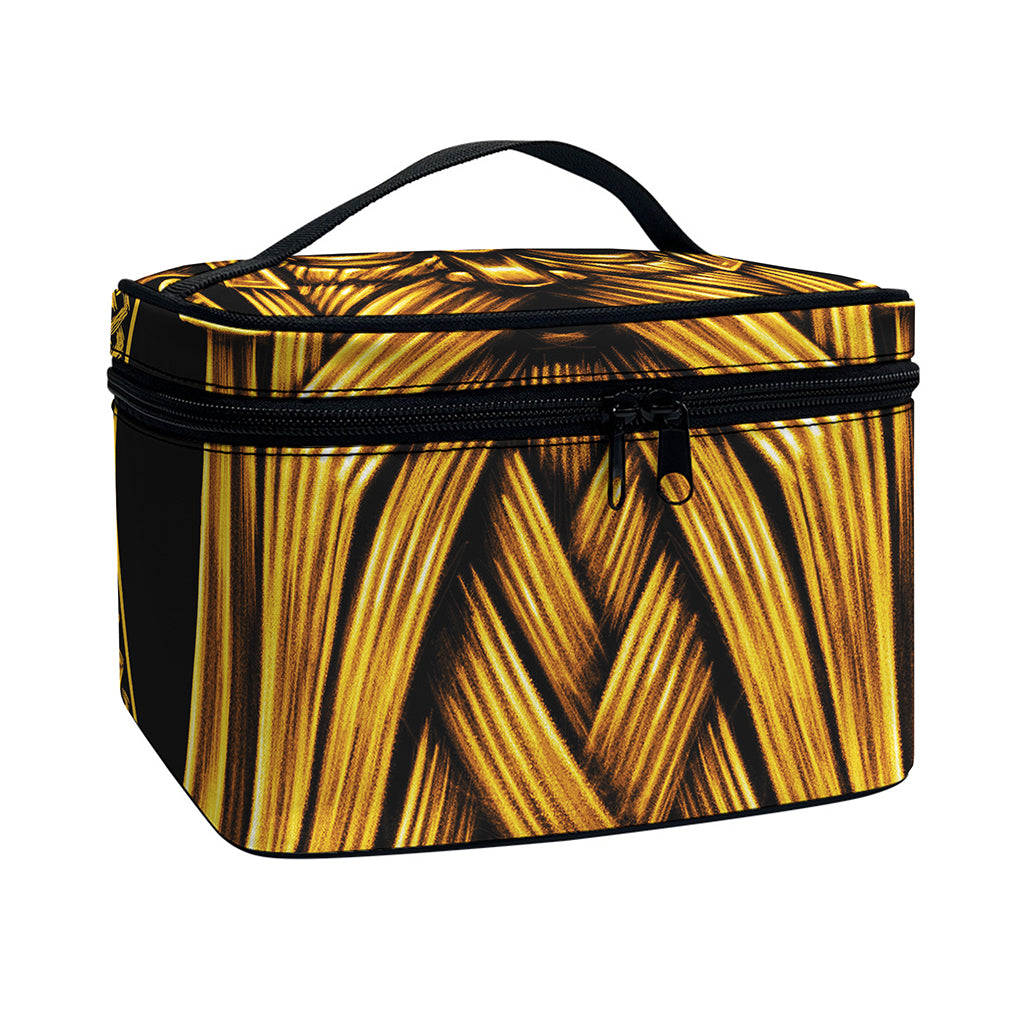 Gold Viking Norse God Odin Print Travel Makeup Bag