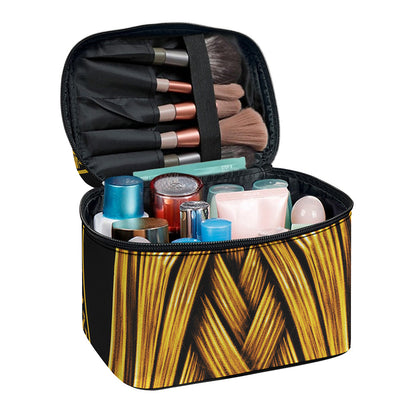 Gold Viking Norse God Odin Print Travel Makeup Bag