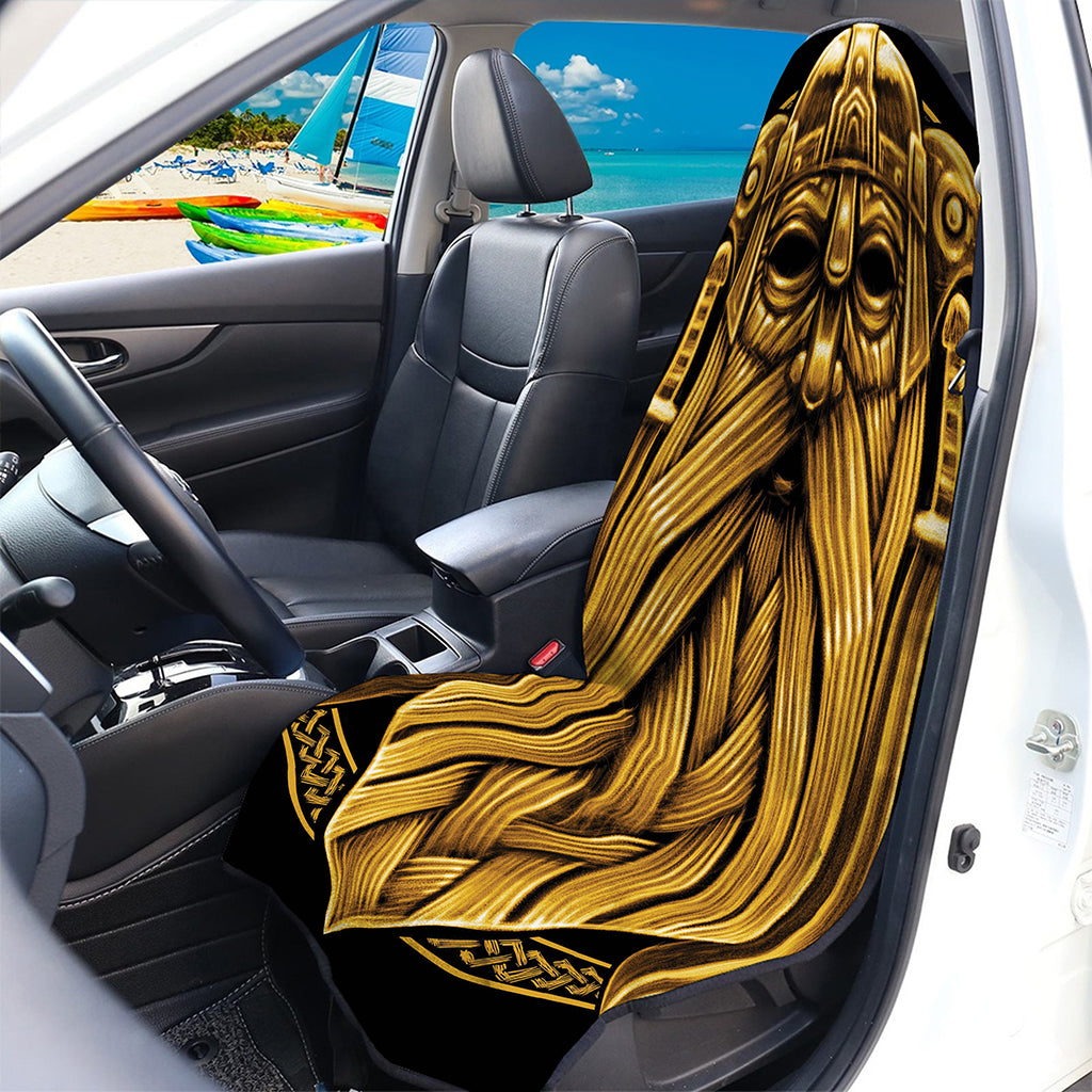 Gold Viking Norse God Odin Print Waterproof Car Seat Cover