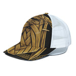 Gold Viking Norse God Odin Print White Mesh Trucker Cap