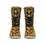 Gold Viking Norse God Odin Print Winter Boots