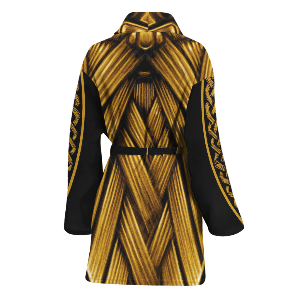 Gold Viking Norse God Odin Print Women's Bathrobe
