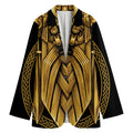 Gold Viking Norse God Odin Print Women's Blazer
