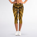 Gold Viking Norse God Odin Print Women's Capri Leggings