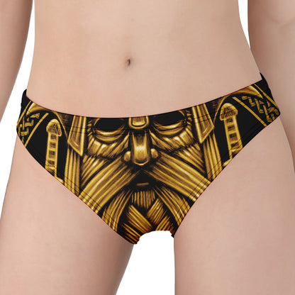 Gold Viking Norse God Odin Print Women's Panties
